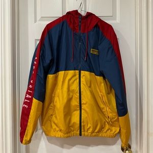 AEROPOSTALE MEDIUM LONG SLEEVE WINDBREAKER FULL ZIP JACKET RED/ BLUE/YELLOW